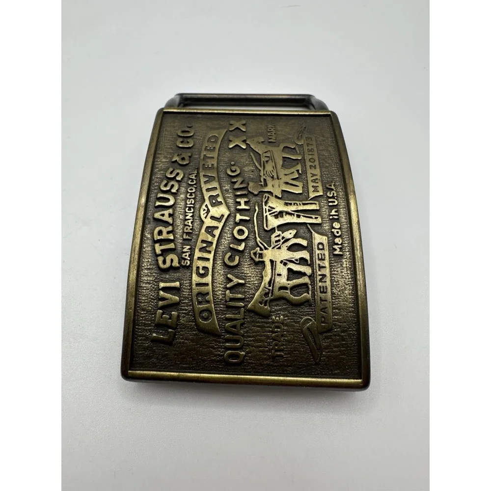 Levi Strauss & Co Brass‎ Belt Buckle Original 1970's Made In USA Vintage
